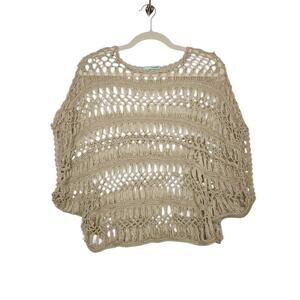 y2k Maurices Knit Crochet Mermaid Beach Sheer Cover Layer Tan Resort Medium